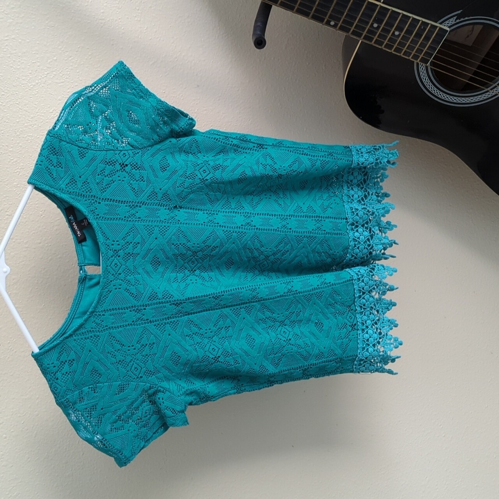 Teal lace shirt